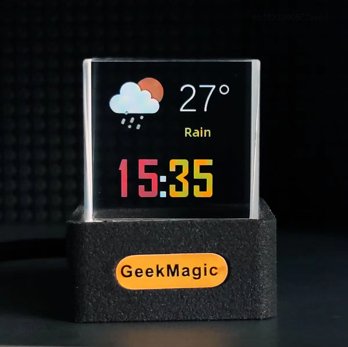 Geekmagic GIFTV Crystal Cube Photo Display Holographic Desktop Smart Weather Station Digital Clock with GIF Animations Album